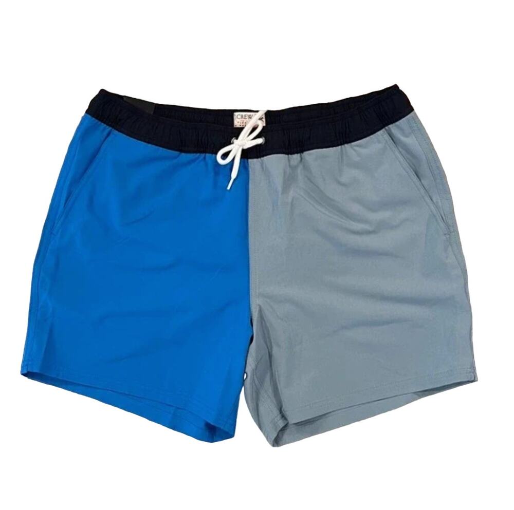 NWT J. Crew Men's Blue 6" Colorblock Swimsuit/Trunk - SIZE XL